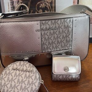 Michael Kors Metallic Silver and Gray Set